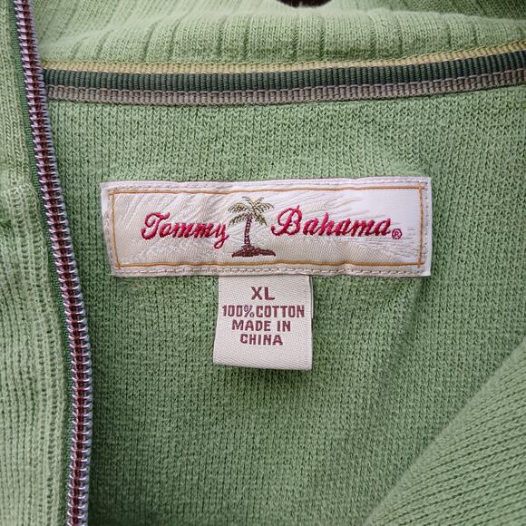 Tommy Bahama Green Sailfish Crest Logo Half-Zip Sweatshirt Mens XL cotton VTG - Picture 7 of 16